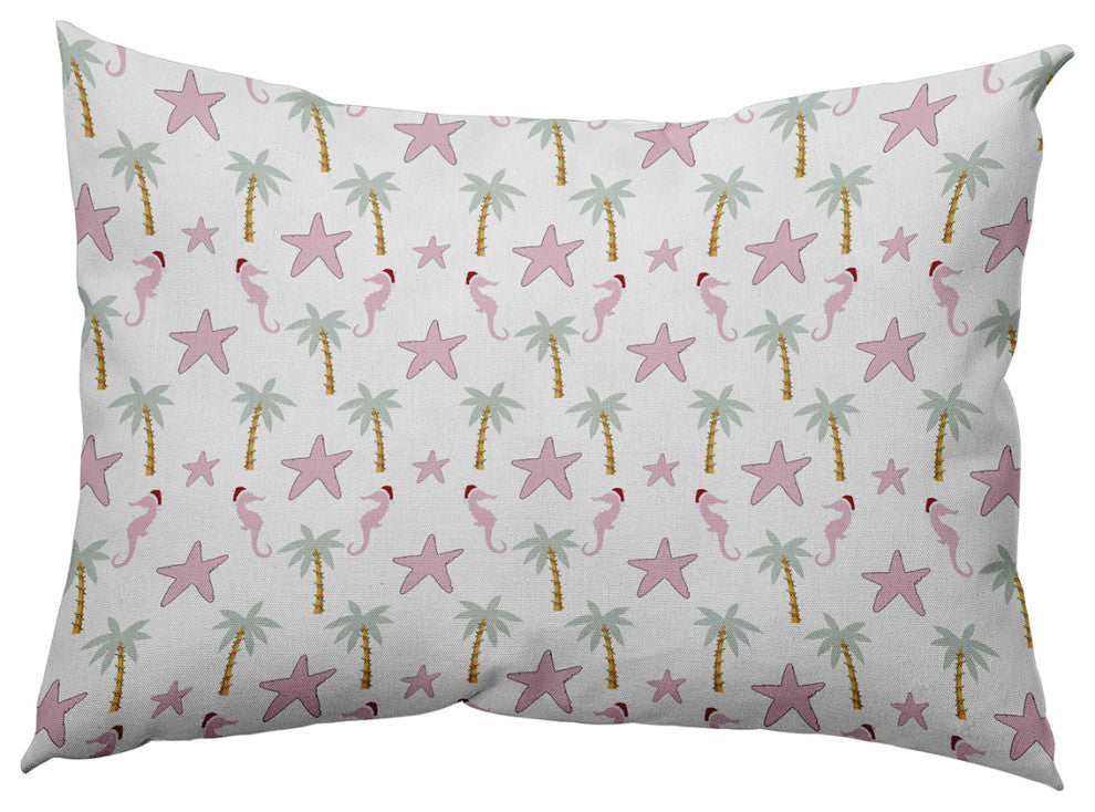 Christmas Beach Pattern Accent Pillow, Light Pink, 14"x20"