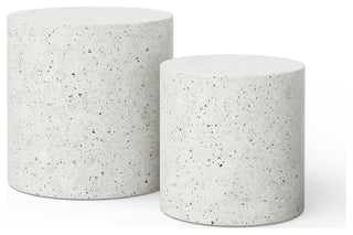 Mixx, Una Pedestal, 2-Piece Set, Ivory Terrazzo