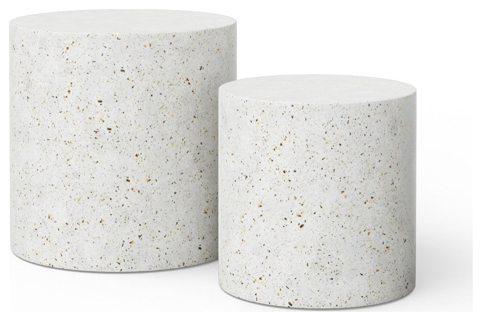 Mixx, Una Pedestal, 2-Piece Set, Ivory Terrazzo