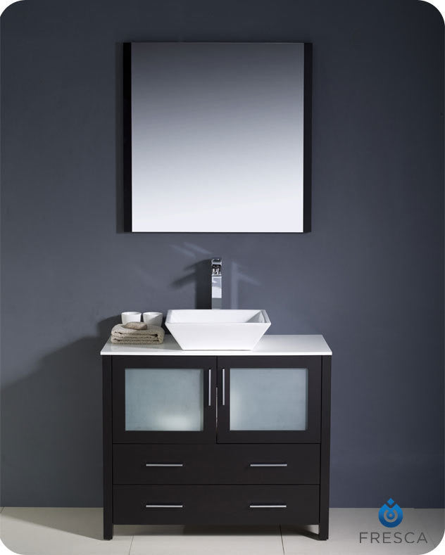 Torino 36" Espresso Modern Bathroom Vanity With Vessel Sink, FFT9152CH