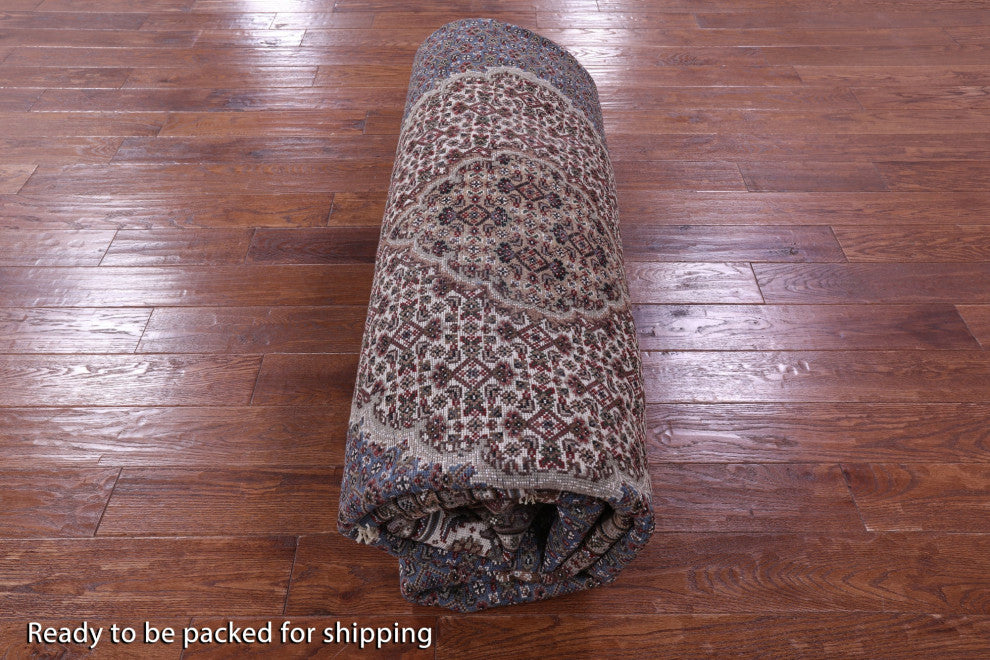 10' Square Wool & Silk Persian Tabriz Hand Knotted Rug - Q13011