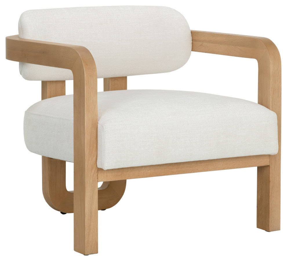 Madrone Lounge Chair, Rustic Oak, Heather Ivory Tweed