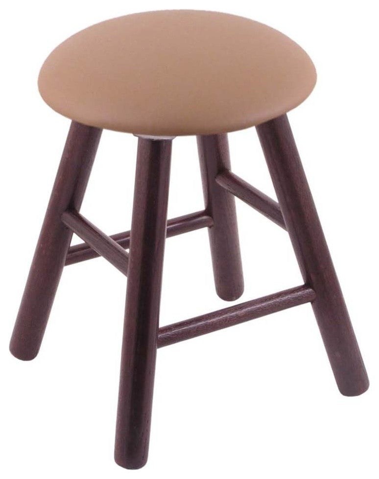 Holland Bar Stool, Oak Round Cushion Vanity Stool, Smooth Legs
