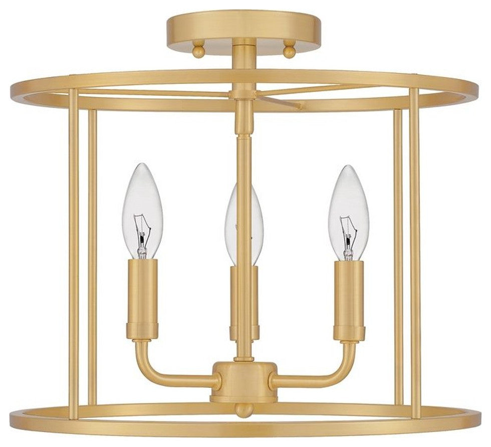 Quoizel ABR1714MBK Three Light Semi Flush Mount, Matte Black Finish