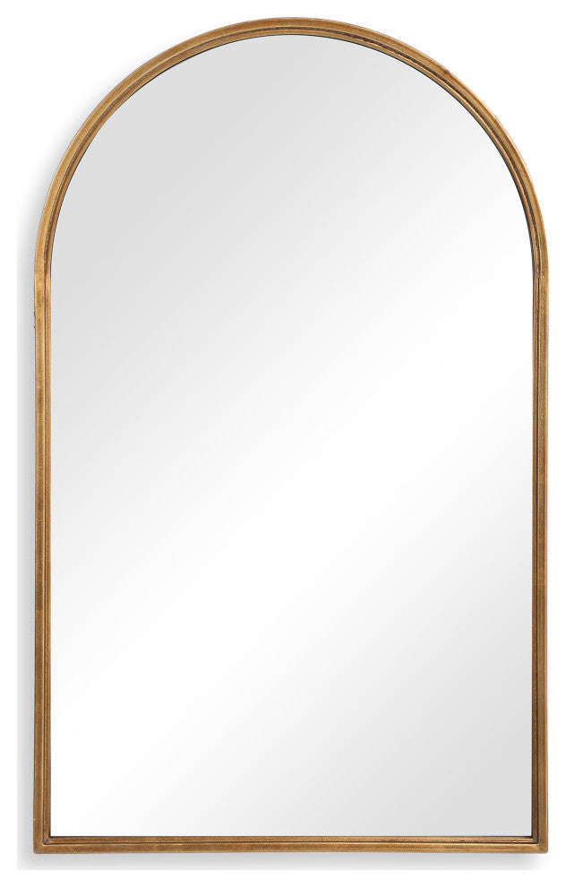 39" Transitional Gold Arched Mirror