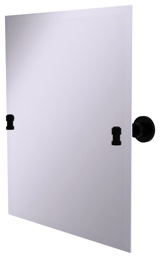 Washington Square Frameless Rectangular Beveled Tilt Mirror, Matte Black