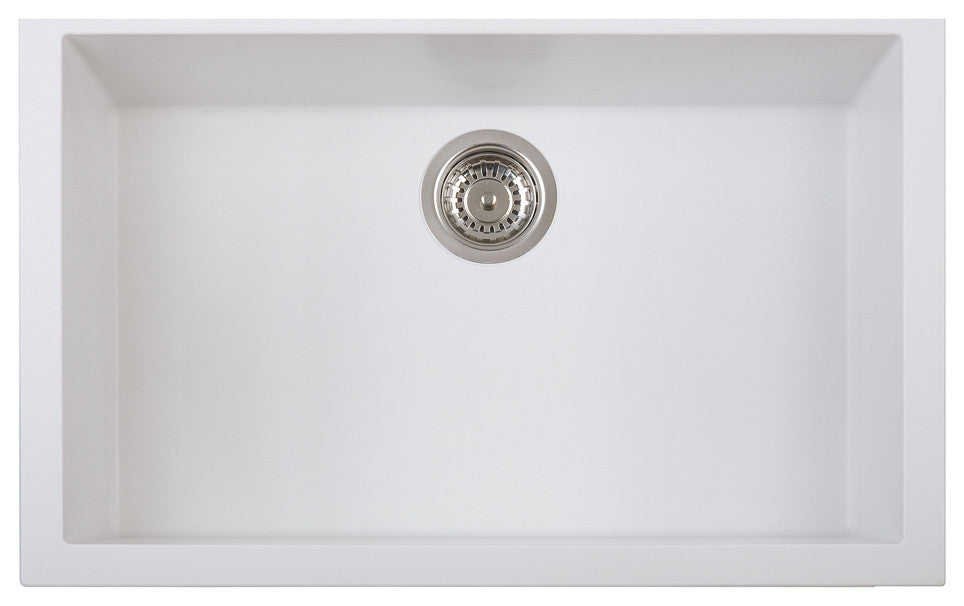 ONE Series 30" Undermount Single-Bowl Granite Sink in Milk White