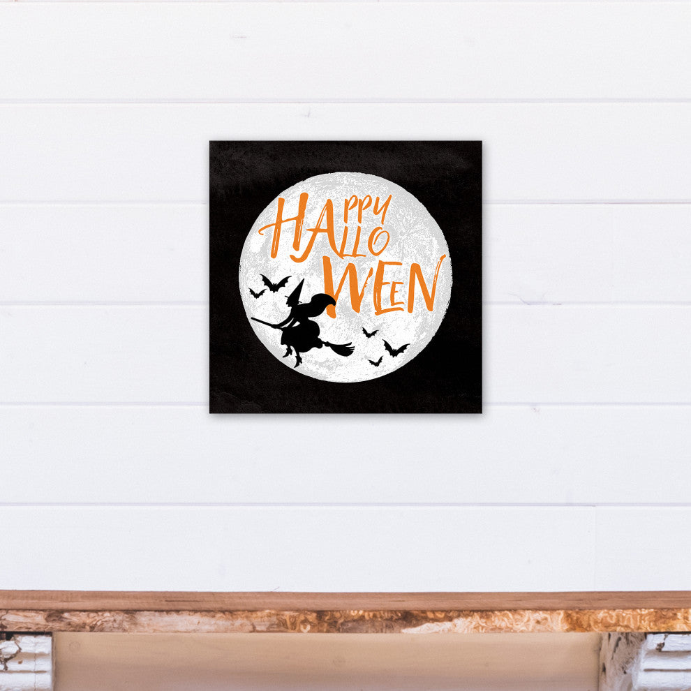 Happy Halloween Moon 16x16 Canvas Wall Art