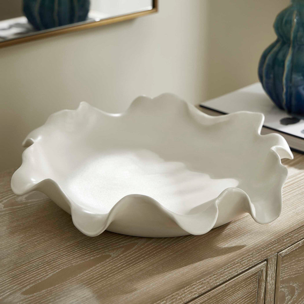 Uttermost Wave Crest White Outdoor Bowl