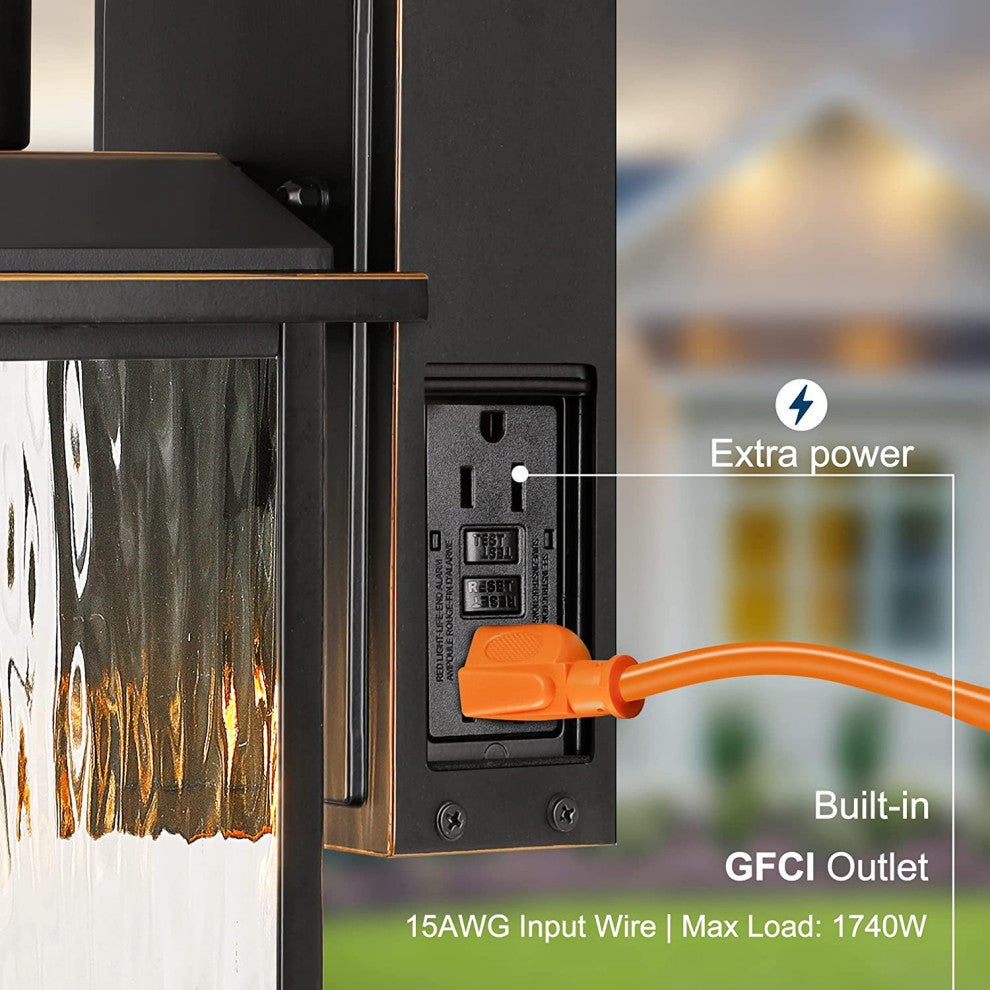 2 Outlets Dusk to Dawn Outdoor Porch Lights Aluminum Rust Exterior Wall Light