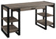 Modern Desk, Drawer With Side Open Shelves With Charging Station, Gray Wash