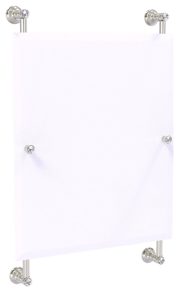 Carolina Crystal Frameless Rail Mounted Mirror, Satin Nickel