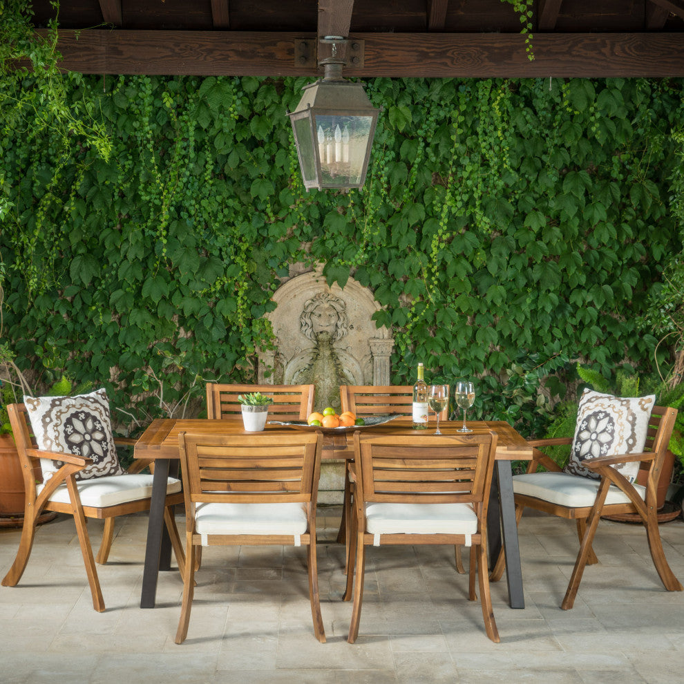 DeSoto 7-Piece Teak Finish Acacia Wood Patio Dining Set