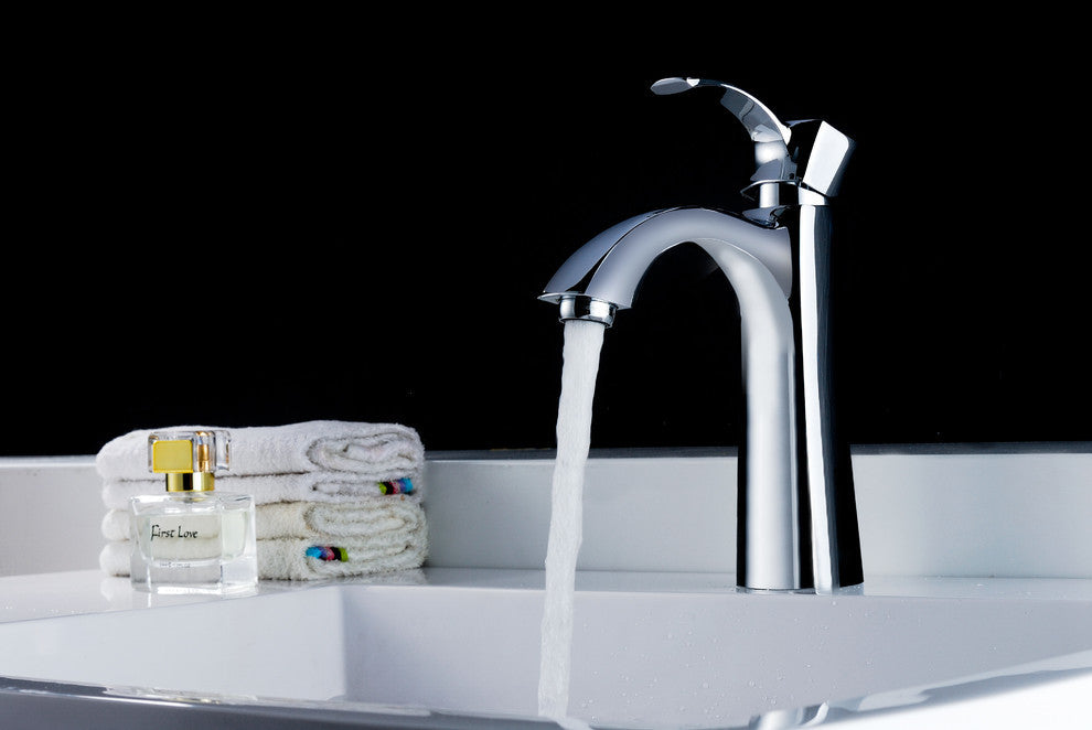 Rhythm Single Hole Single Handle Mid-Arc Bathroom Faucet, Polished Chrome
