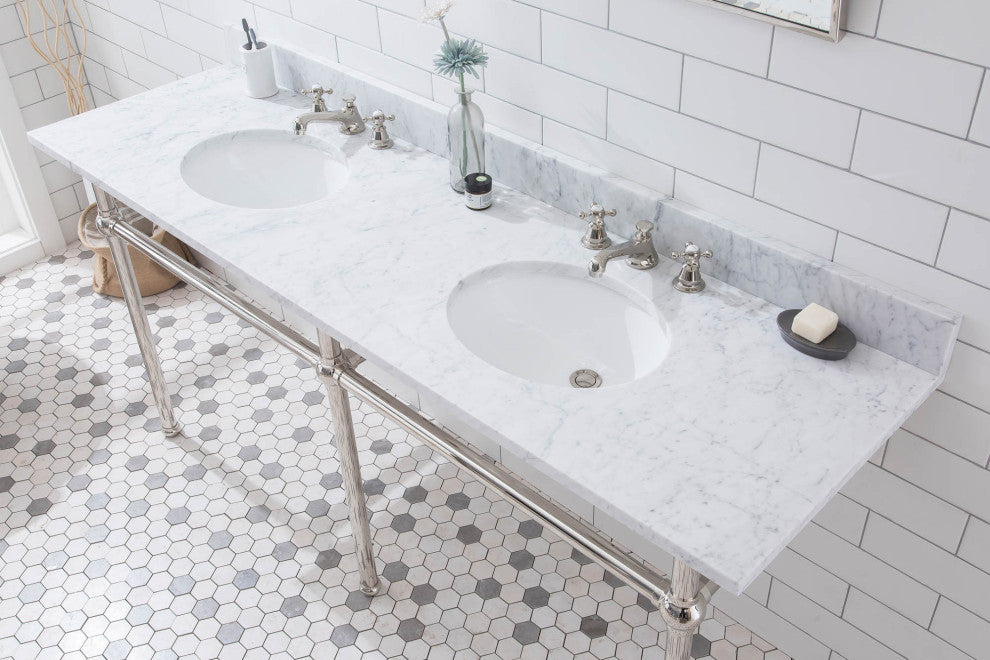 Embassy 72" Wide Double Wash Stand, P-Trap, Countertop With Basin