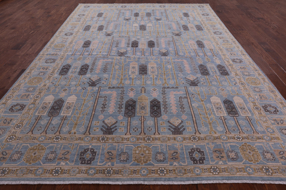 9' 1" X 12' 3" Peshawar Hand-Knotted Wool Rug Q5880