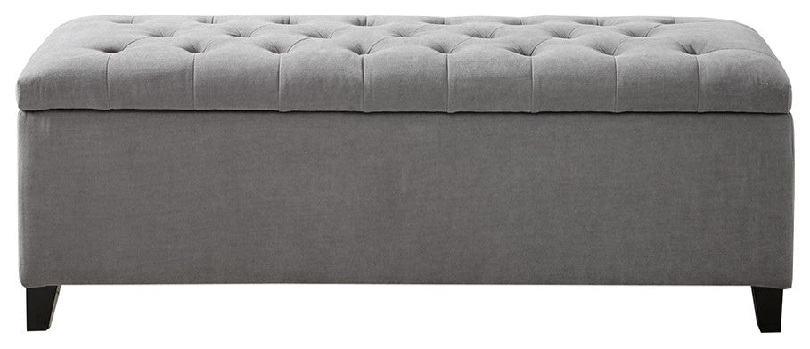 Madison Park Shandra Upholstered Soft Close Storage Bench, Light Gray