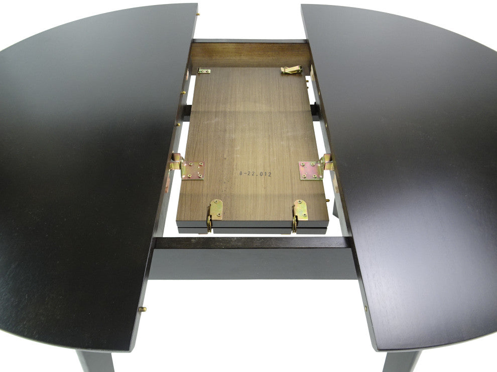 Dining Room Set of 6 Fallabella Chairs and Extendable Round Table, Espresso