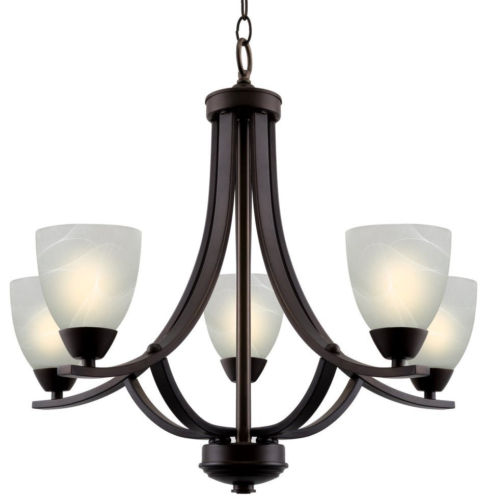 Kira Home Weston 24" Chandelier, Alabaster Glass Shades, Adjustable Chain, Oil