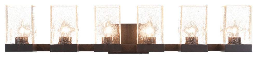 Nouvelle 6-Light Bath Bar, Graphite/Square Clear Bubble