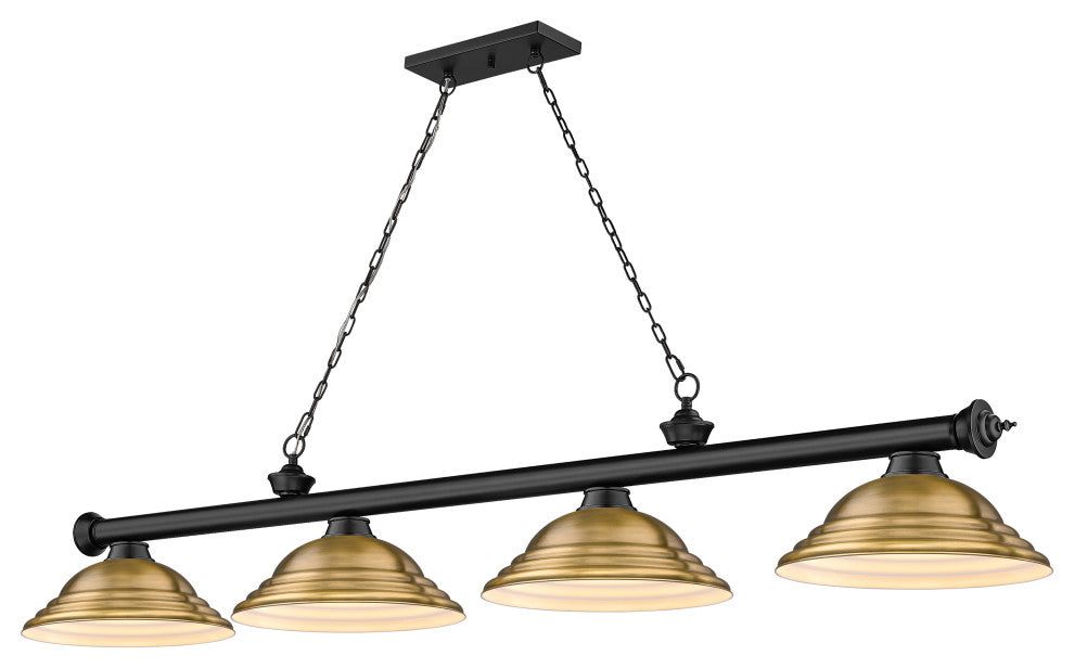 Zlite 2306-4MB-SRB 4-Light Billiard, Rubbed Brass
