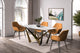 LeisureMod Nuvor Dining Table With Rectangular Top and Gold Steel Base, White Gray, 55 Inch