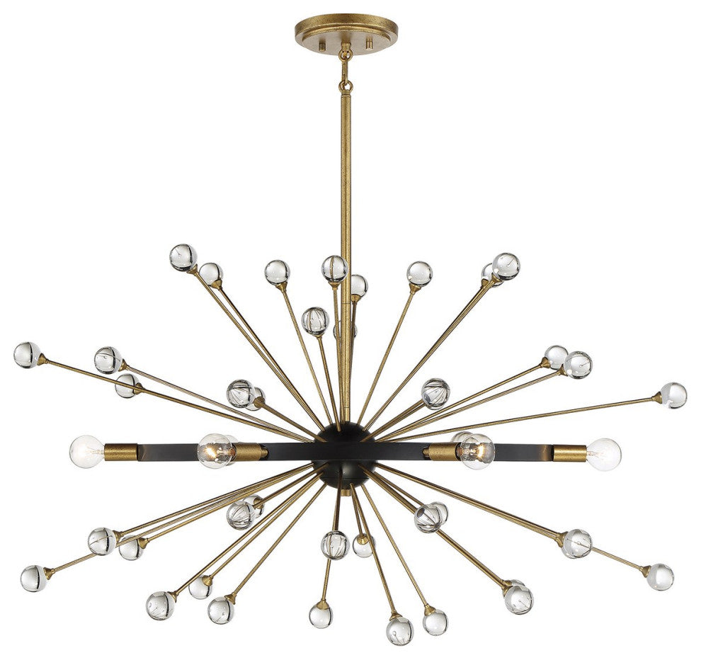 Savoy House Ariel 6-Light Oval Chandelier 1-1858-6-62, Como Black With Gold