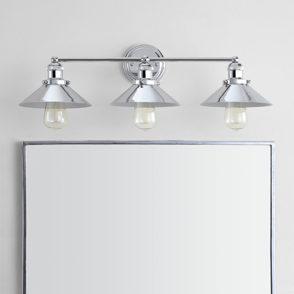 June Metal Shade Sconce, Chrome, 3-Light
