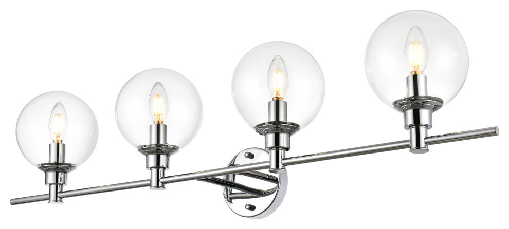 4 Light Chrome And Clear Bath Sconce