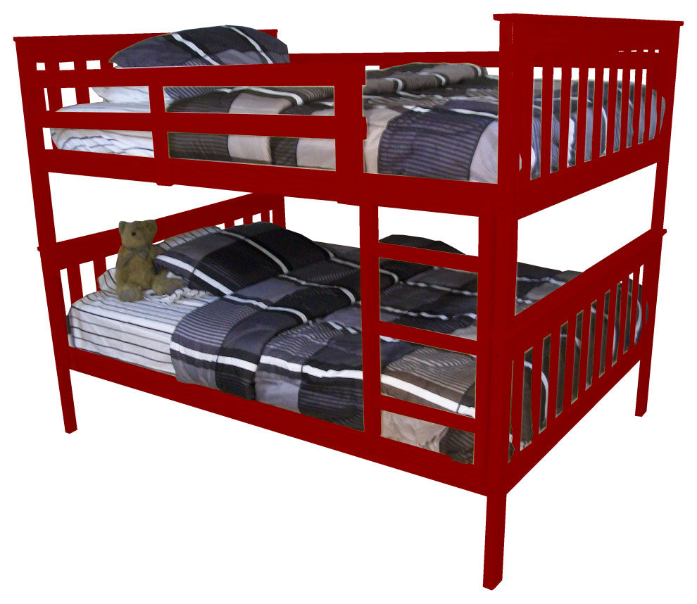 Pine Bunk Bed, Tractor Red, Full Over Full