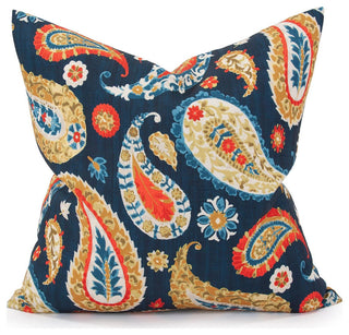 Colorful Boteh Indigo Decorative Pillow
