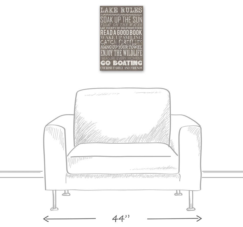 Lake Rules Gray Wall Art, 12x18