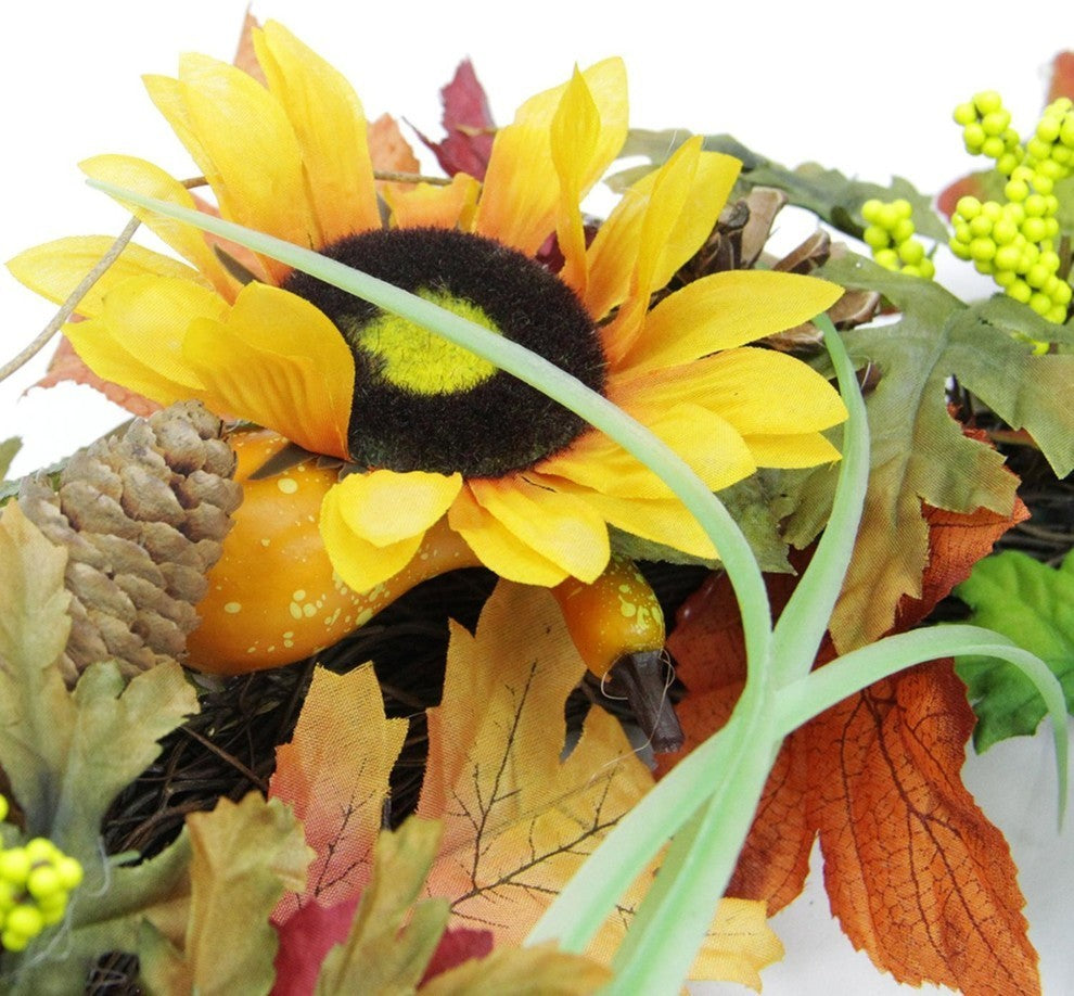 24" Mixed Autumn Thanksgiving Wreath, Unlit