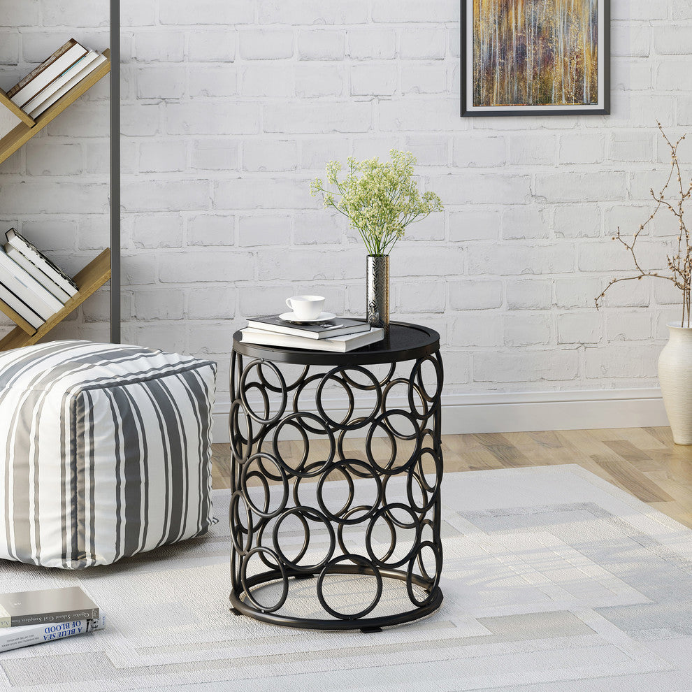 GDF Studio Athena Indoor Modern 16" Gray Finish Ceramic Tile Side Table