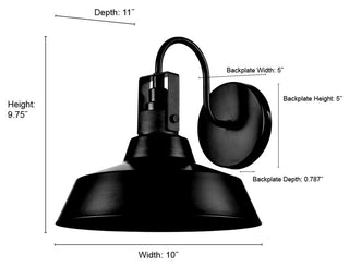 1 Light 10 in. Powder Coated Black Outdoor
