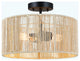 14" W 2-Light Woven Rope Drum Semi-Flush Mount Ceiling Light, Beige