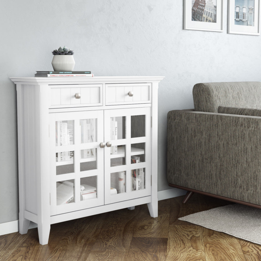 Acadian SOLID WOOD Wide Entryway Storage Cabinet, White