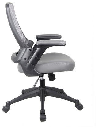 Mid-Back Mesh Task Office Chair With Flip Up Arms, Gray