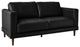 Modern Loveseat, Genuine Leather Upholstered Seat & Stitched Accents, Black