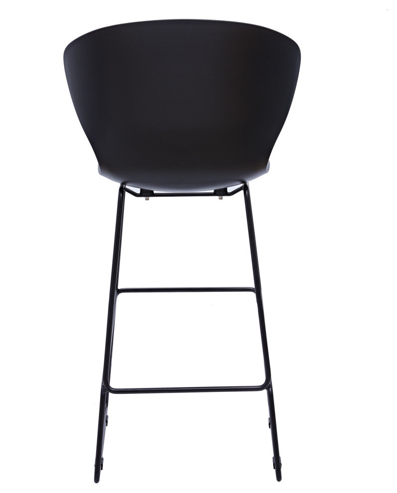 Midcentury Polypropylene Counter Stool With Metal Legs, Set of 2, Black, 26''