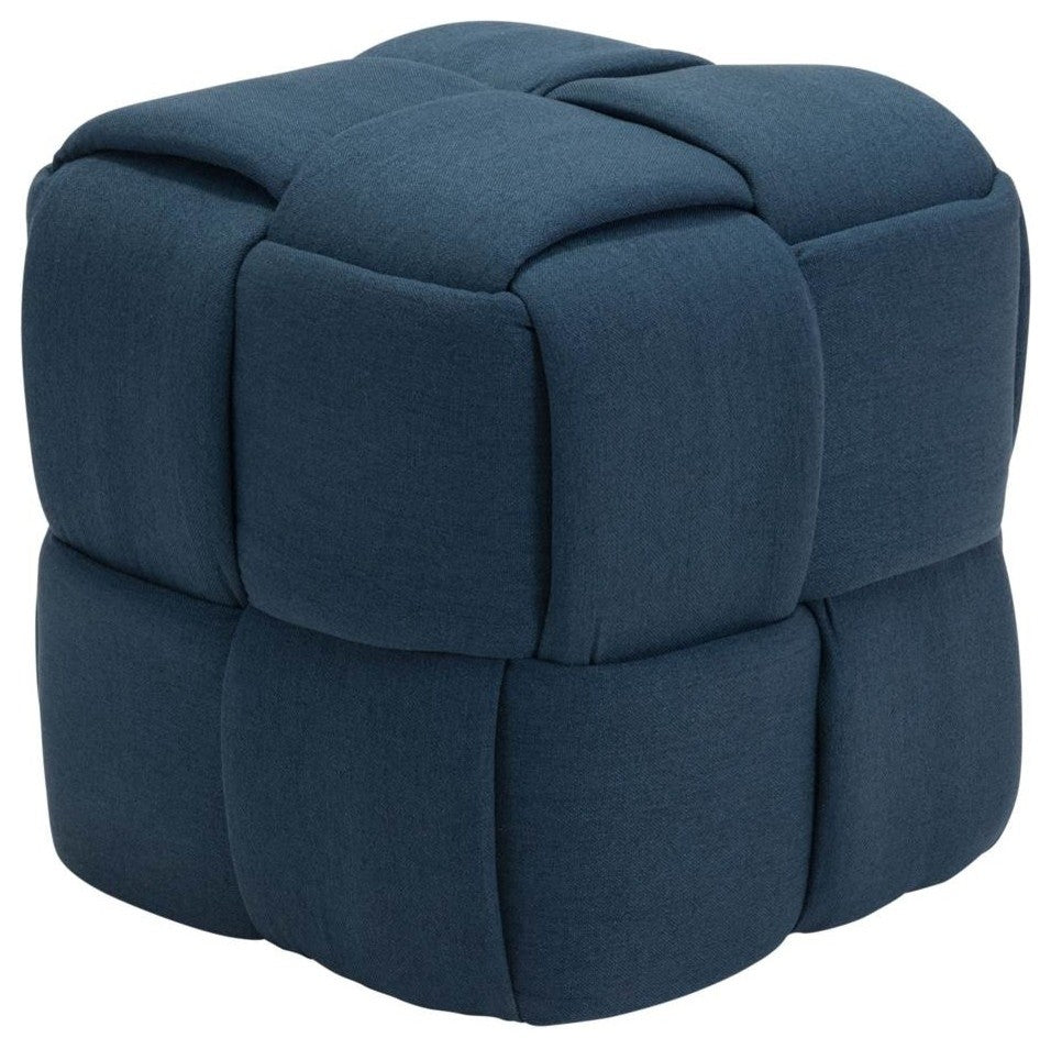 Zuo Modern Checks Stool Navy Blue