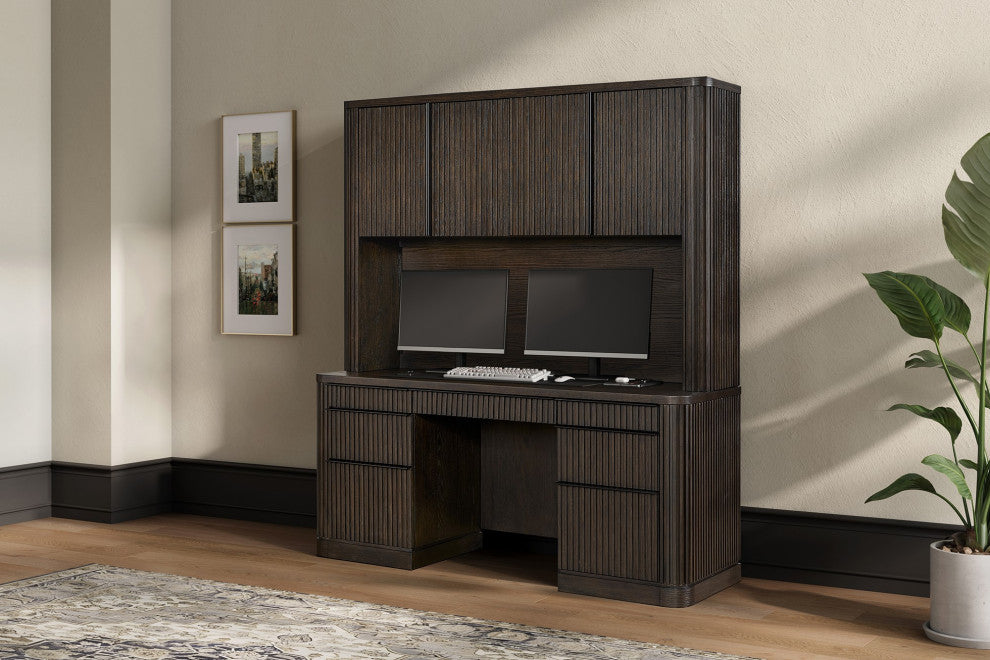 Contemporary Wood Credenza, Office Desk, Brown