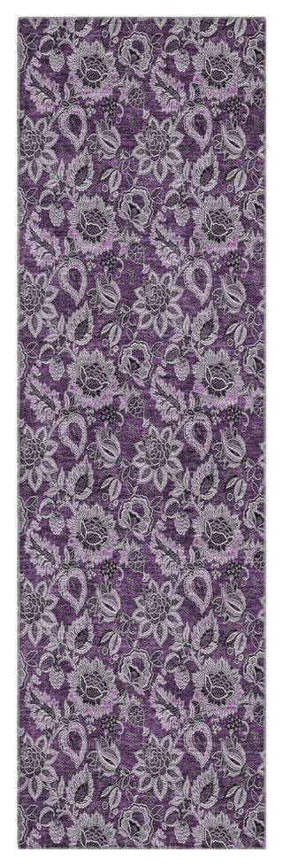 Premium Machine Washable Mayfield AMF661 Eggplant 2'3" x 7'6" Runner Rug