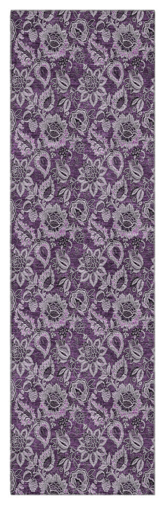 Premium Machine Washable Mayfield AMF661 Eggplant 2'3" x 7'6" Runner Rug