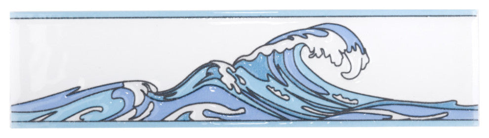Captain Kanagawa Wave Glacier Blue Ceramic Wall Trim