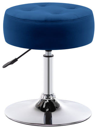 Round Swivel Velvet Vanity Stool, Dark Blue, Standard