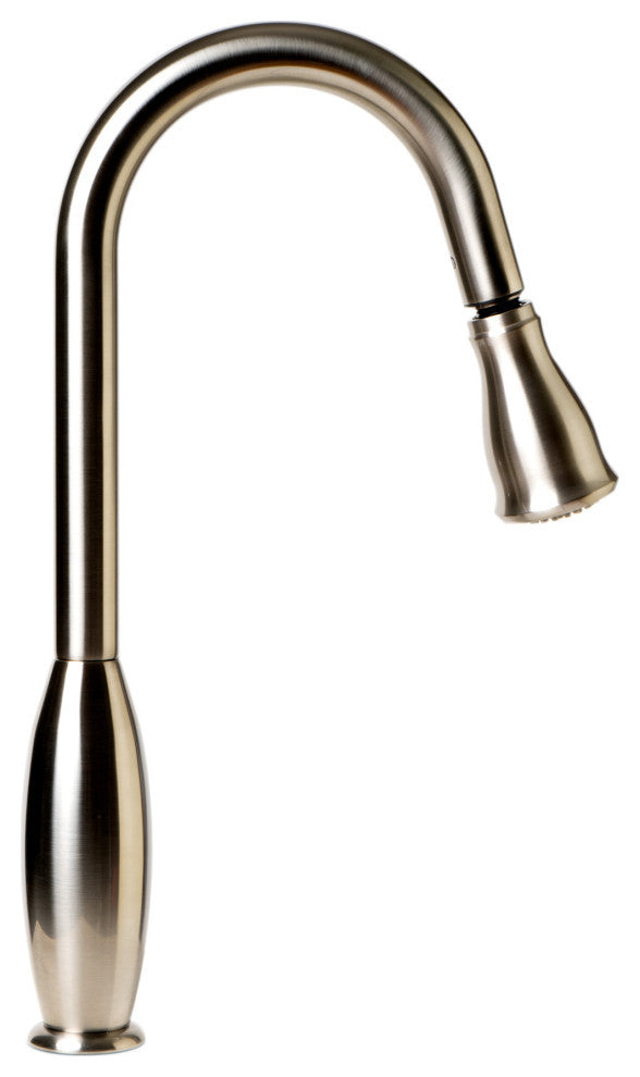 Brushed Nickel Traditional Gooseneck Pull Down Kitchen Faucet