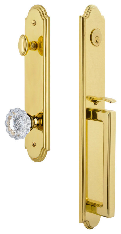 Arc 1-Piece Dummy Handleset, D Grip and Versailles Knob, Lifetime Brass, 848752
