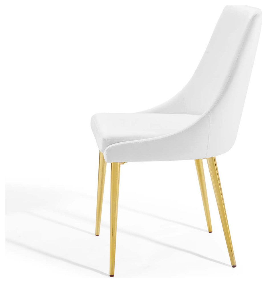 Side Dining Chair, Velvet, Metal, White, Modern, Bistro Restaurant Hospitality