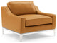 Harness Stainless Steel Base Leather Armchair Tan